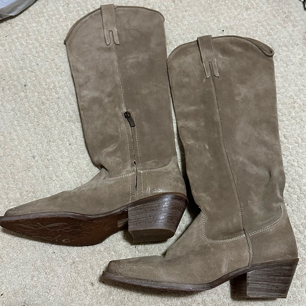 SUNDANCE Sojourner Slouchy Suede Western Boots Grey - Picture 2 of 6